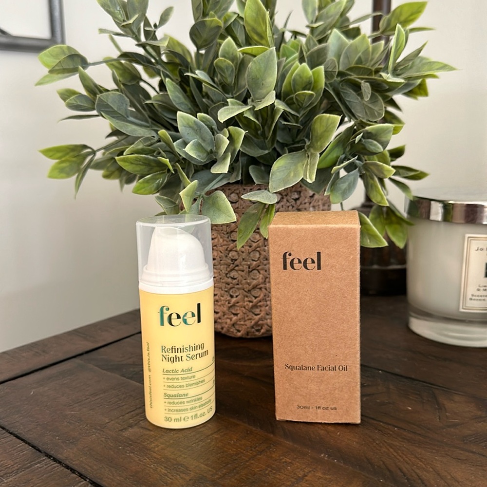 BNIB Feel Squalane Facial Oil come with Refinishing night serum. Brand new